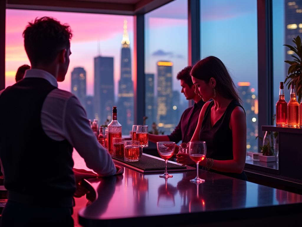 Staf bar sambilan lounge atas bumbung